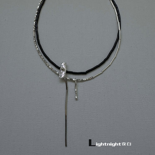 夜白巴洛克珍珠玛瑙choker女项链