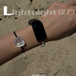 Lightnight夜白原创小众设计感天然白水晶黑玛瑙手链