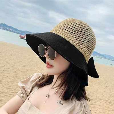 2022 New Summer Wide Brim Floppy Lady Cap Straw Hat Sun Hat