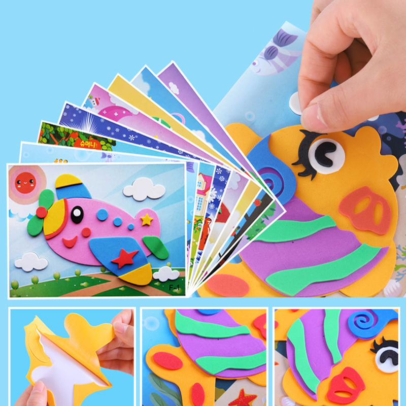 Kids DIY Cartoon Animal 3D EVA Foam Sticker Puzzle Handmade