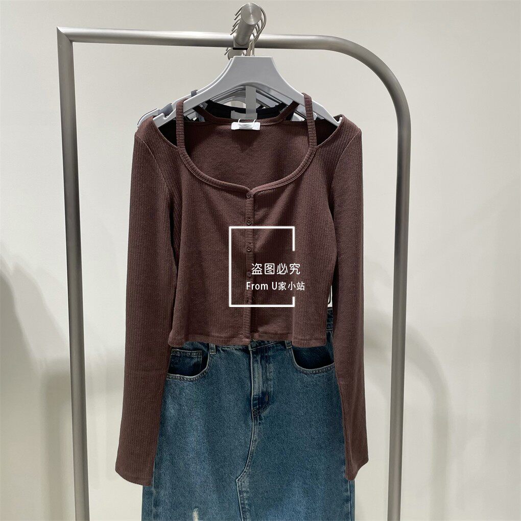 YT&UR女装2023秋时尚休闲百搭假两件U领紧身长袖T恤女 UWL430070怎么样,好用不?
