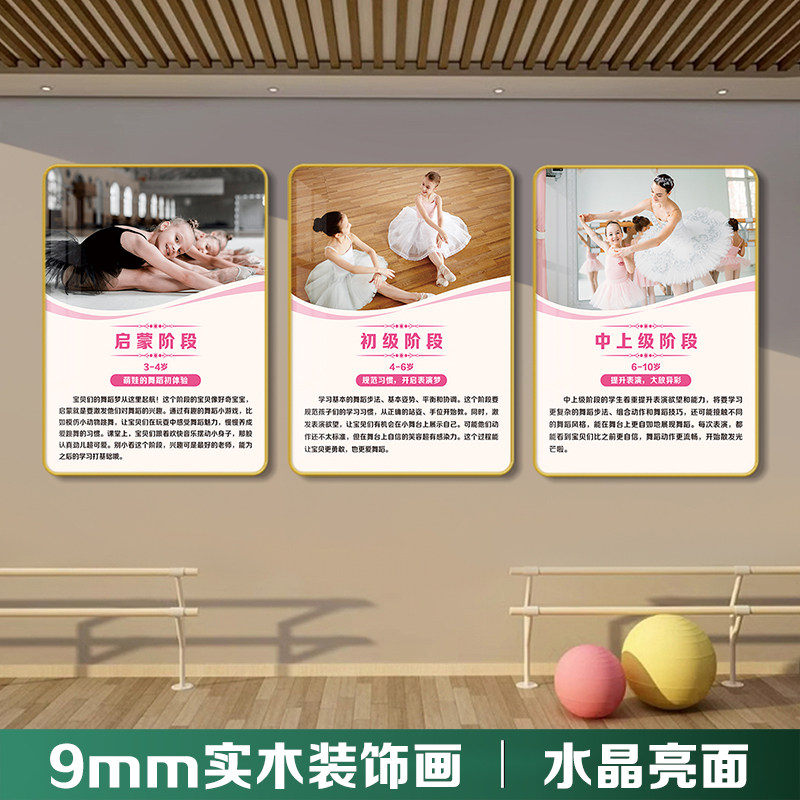 舞蹈教室墙面布置高档实木板水晶画学舞蹈的好处装饰挂画挂图壁画