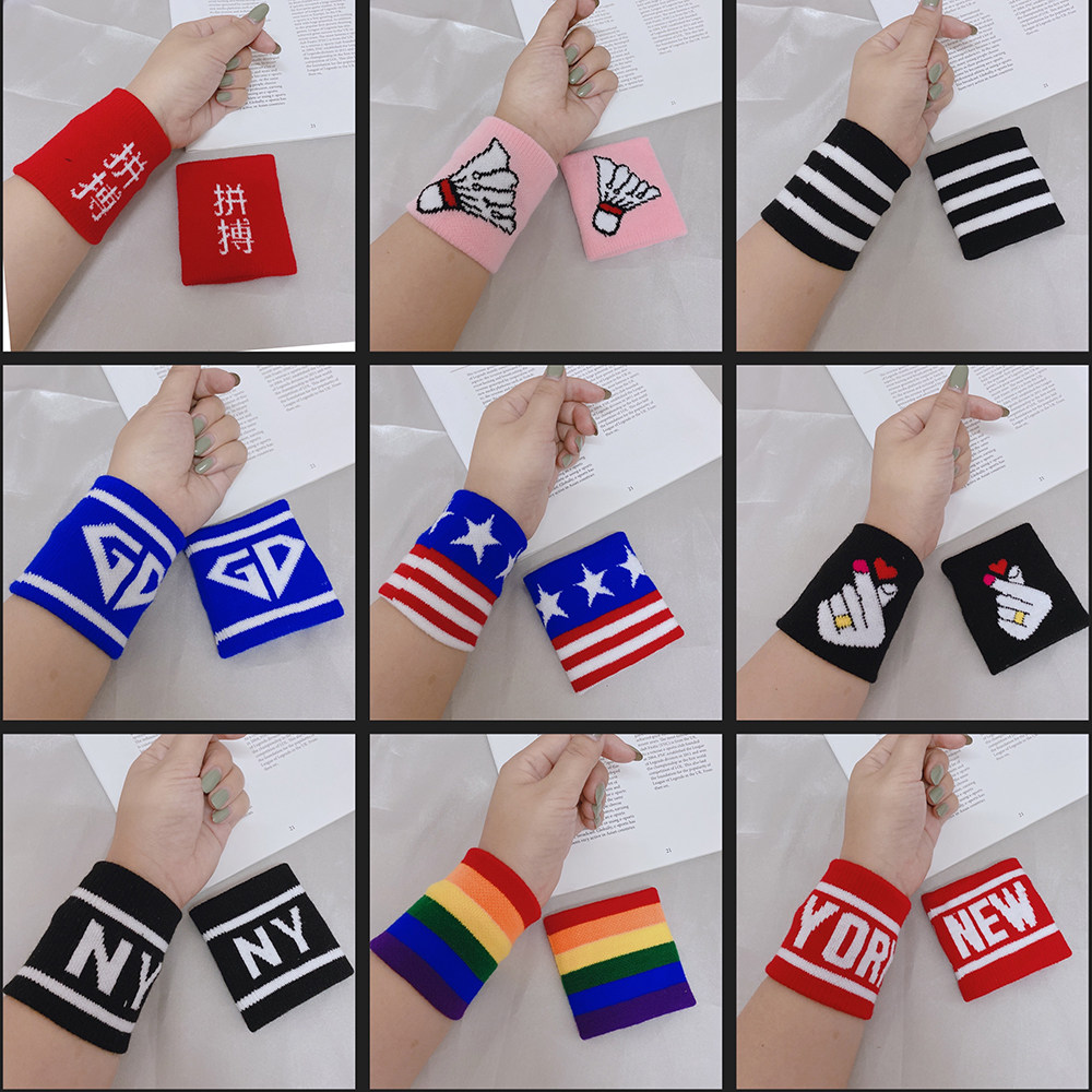 一对装男女通用针织吸汗个性潮护腕男女嘻哈街舞配饰学生表演腕带