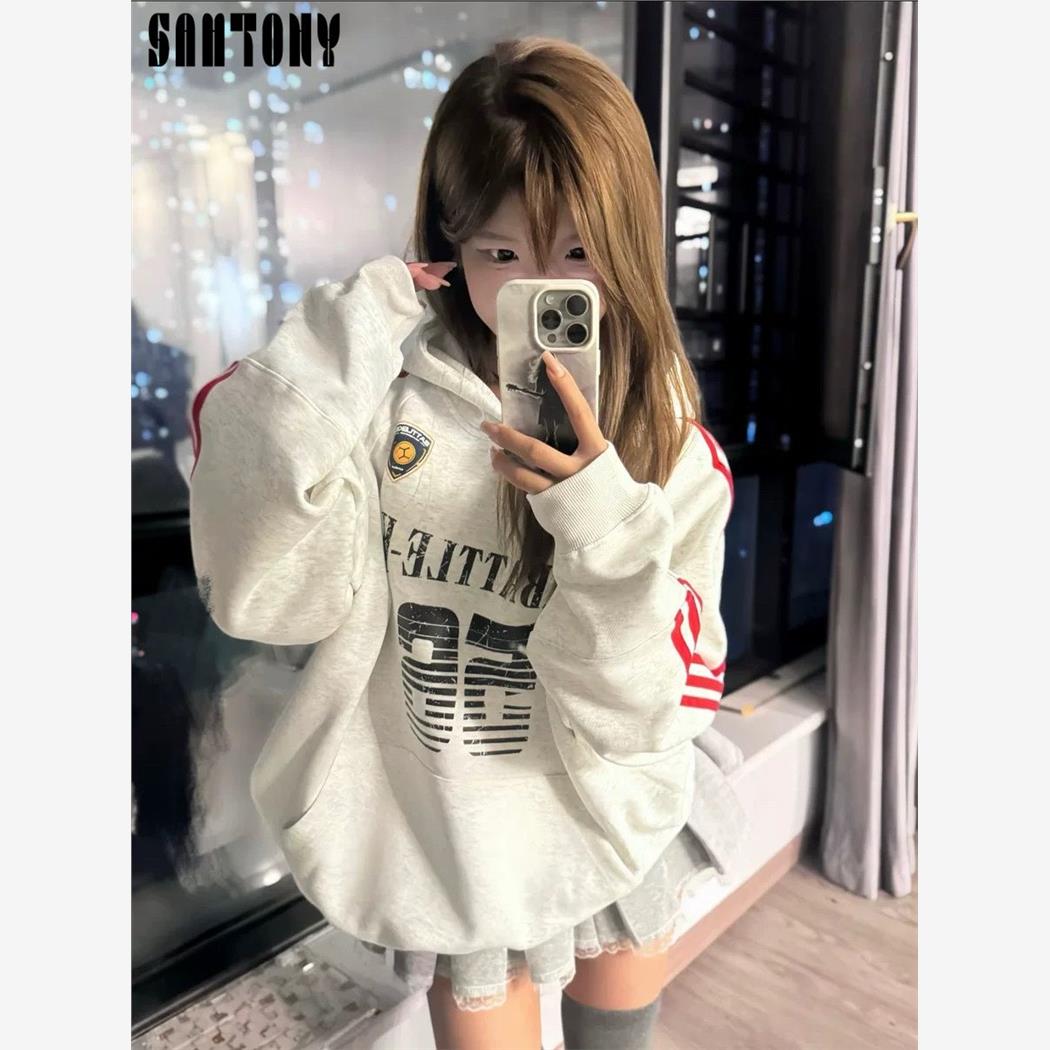 加绒加厚连帽卫衣女2024