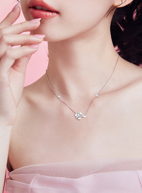 Disney迪士尼公主系列玫瑰之约S925纯银项链女款气质百搭女生礼物