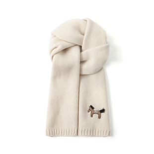 FREE RABBITⅡ 秋冬新款小马刺绣纯羊毛绒线围巾可爱百搭保暖围脖