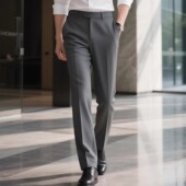 抗皱免烫适气长直筒裤 弹力速干男士 商务休闲男裤 薄款 西裤 夏季