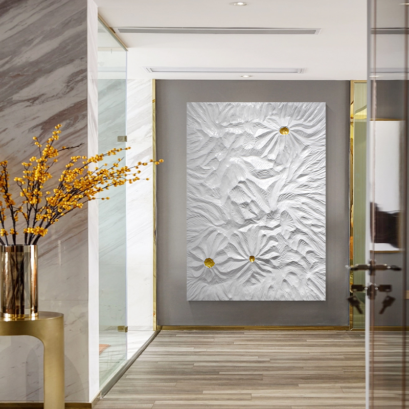 轻奢现代实物画酒店会所样板房木雕装置画客厅走道卧室小众立体画