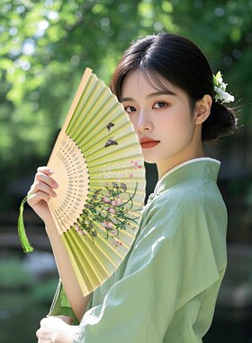 扇子古风折扇中国风舞蹈跳舞儿童夏季汉服旗袍水墨画折叠男女耐用