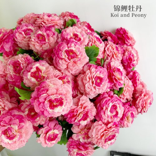 婚庆仿真花材锦鲤牡丹婚