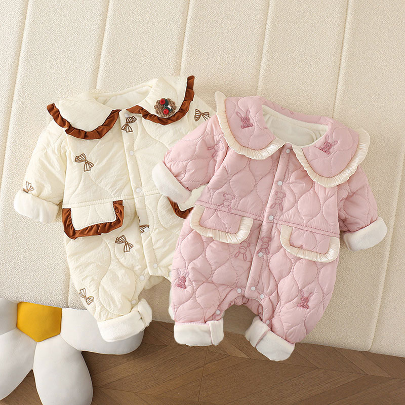 婴儿连体衣秋冬款薄棉