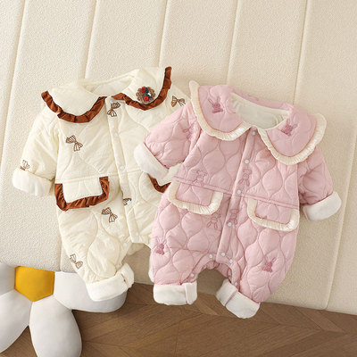 婴儿连体衣秋冬款薄棉