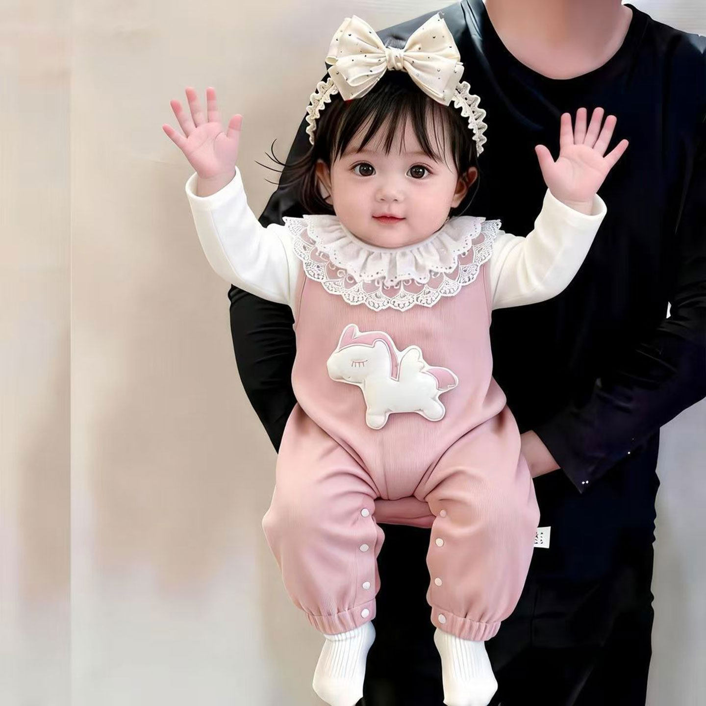 宝宝春装连体套装外穿可爱洋气女宝宝背带裤两件套春秋甜美衣服