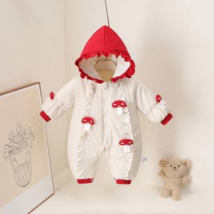 宝宝连体衣冬装加厚外出服超洋气婴儿衣服女宝冬季加绒棉衣外穿