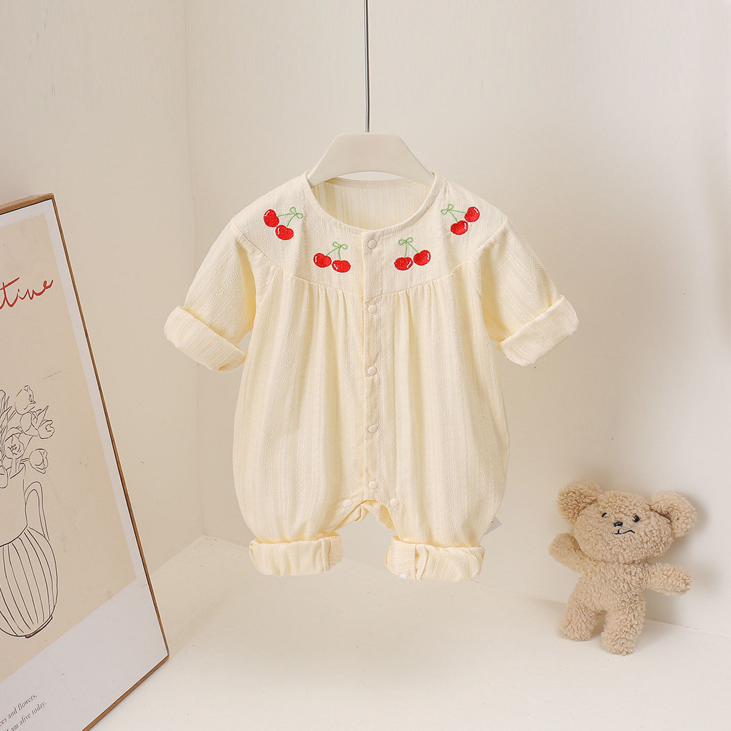 婴幼儿连身衣薄款春夏长袖哈衣婴儿夏装女宝宝衣服外穿甜美爬服