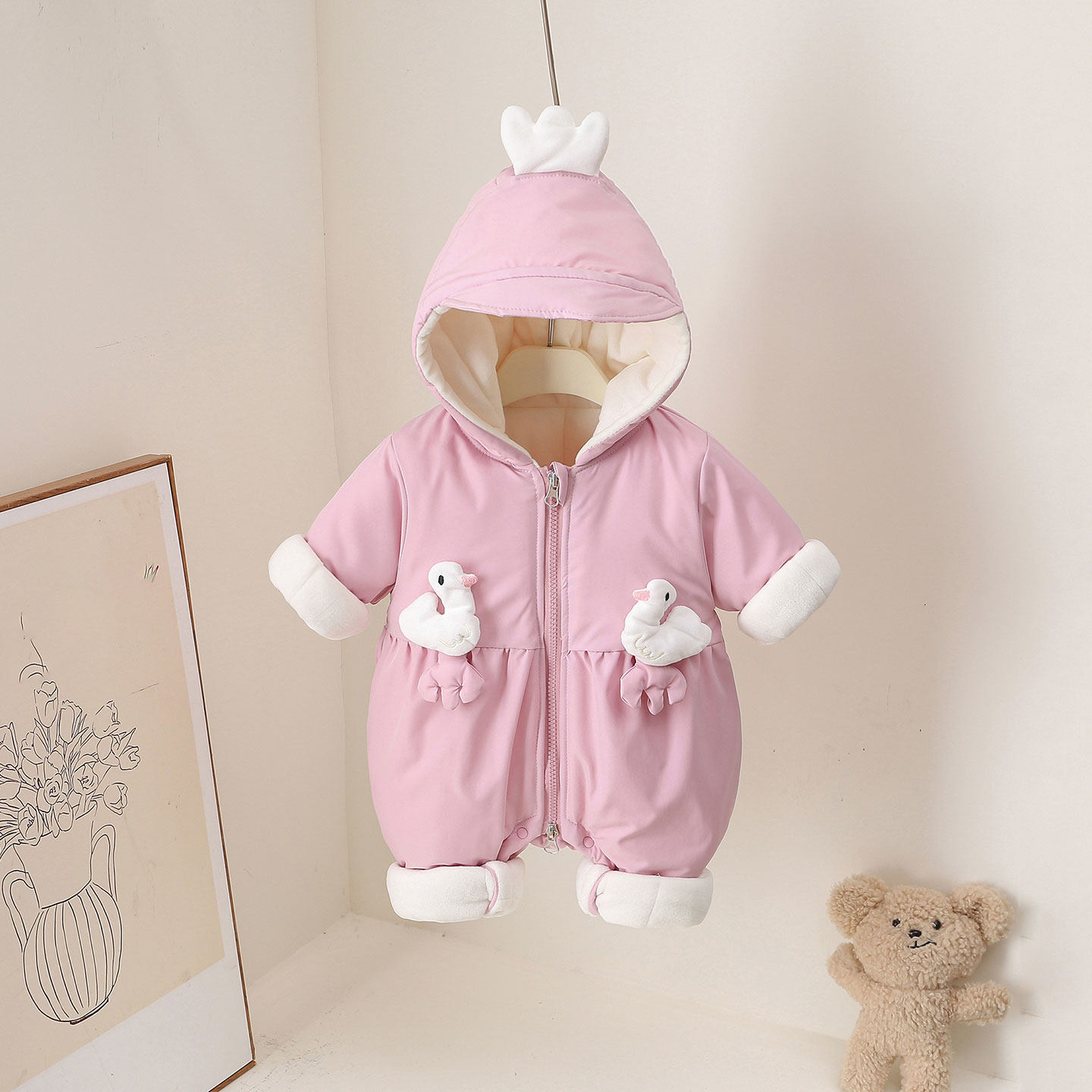 婴儿连体衣冬加厚外穿棉衣女宝宝冬装婴幼儿外出服超洋气加绒哈衣,童装/婴儿装/亲子装,连身衣/爬服/哈衣,淘宝优惠券,粉丝福利购,淘宝优惠卷