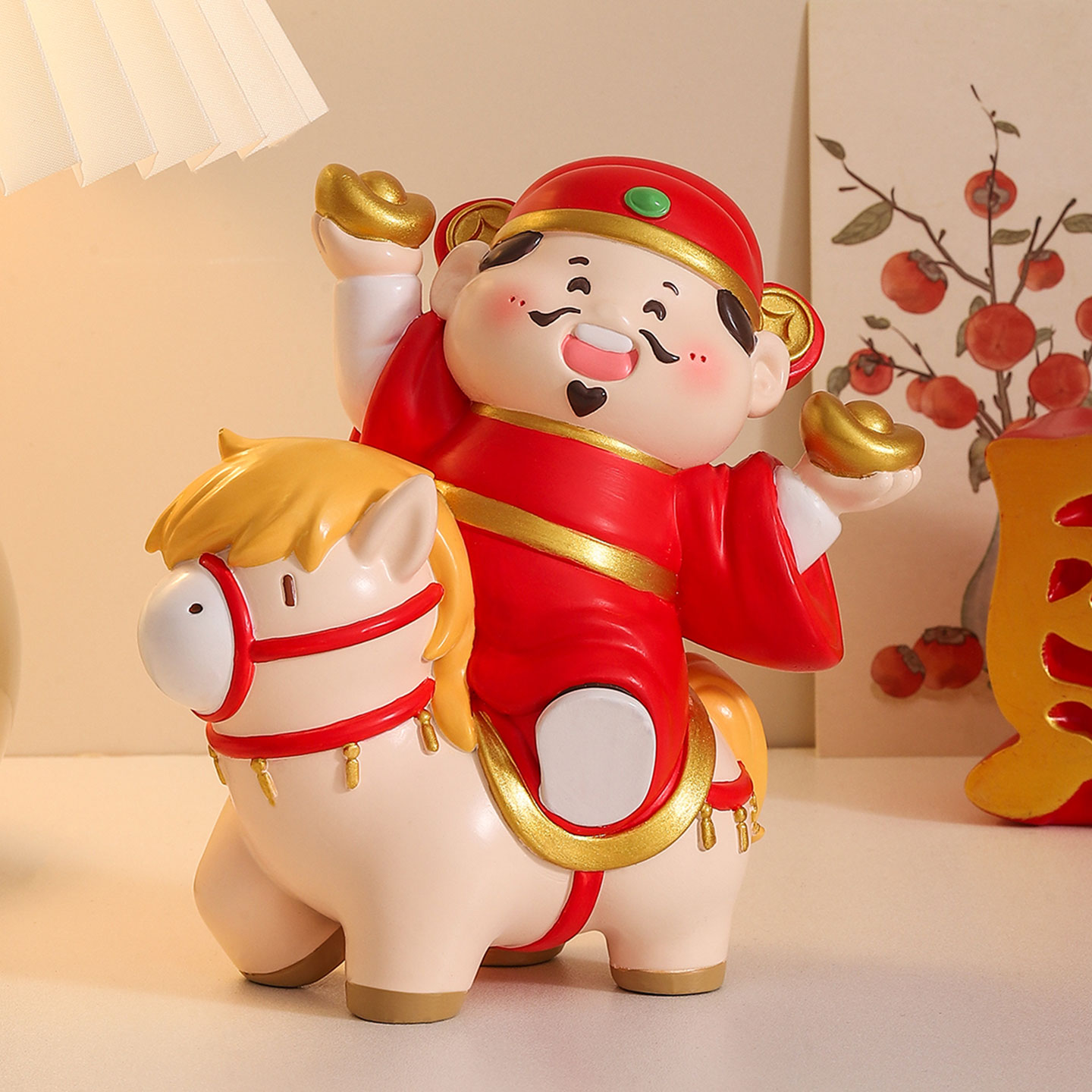 马上有钱财神创意摆件本命年礼物