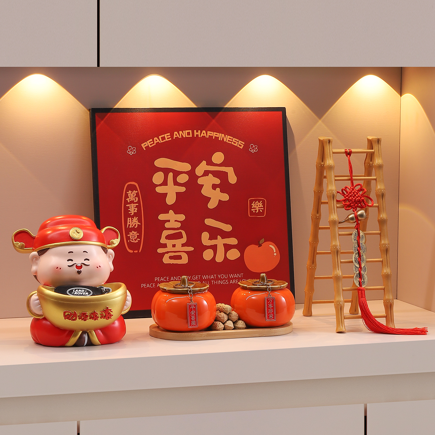 财源滚滚财神爷钥匙收纳玄关摆件