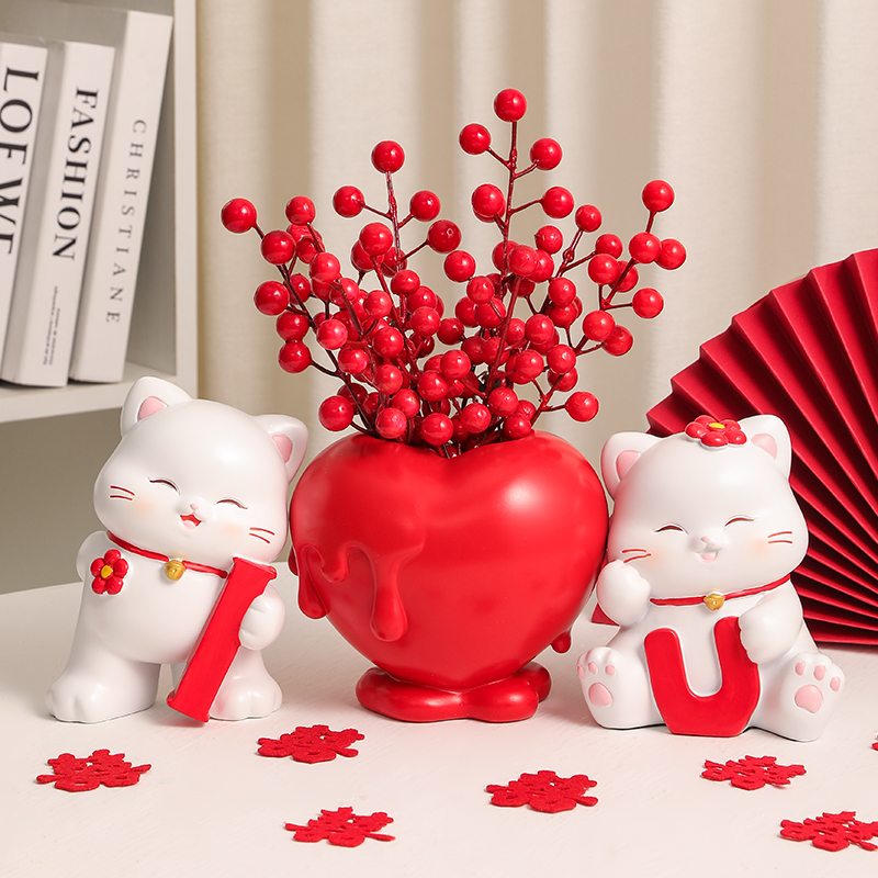 婚房装饰情侣招财猫新婚送礼摆件