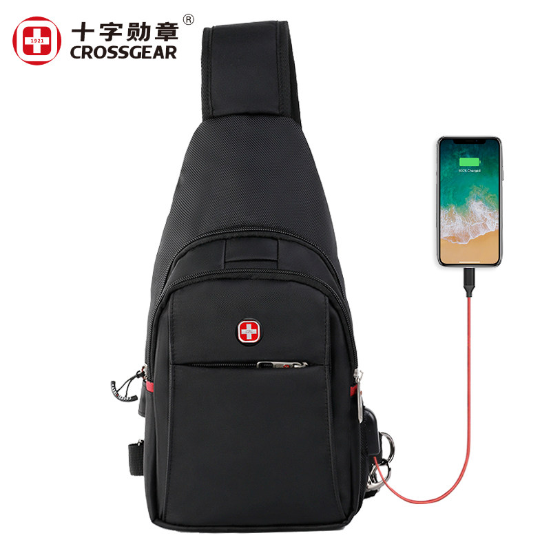 瑞士军刀新款男士胸包斜挎单肩胸包休闲包韩版小背包男包潮流腰包
