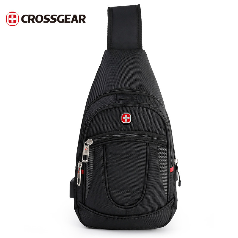 瑞士军刀胸包男士单肩斜挎包便携随身运动包防盗手机腰包帆布包潮