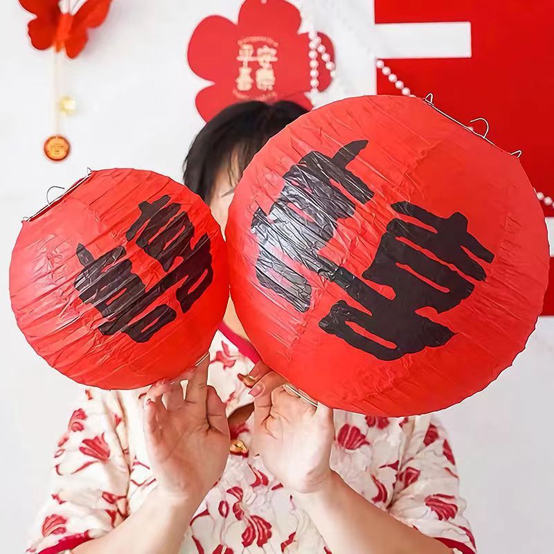 结婚红色喜字灯笼中式囍字婚礼树