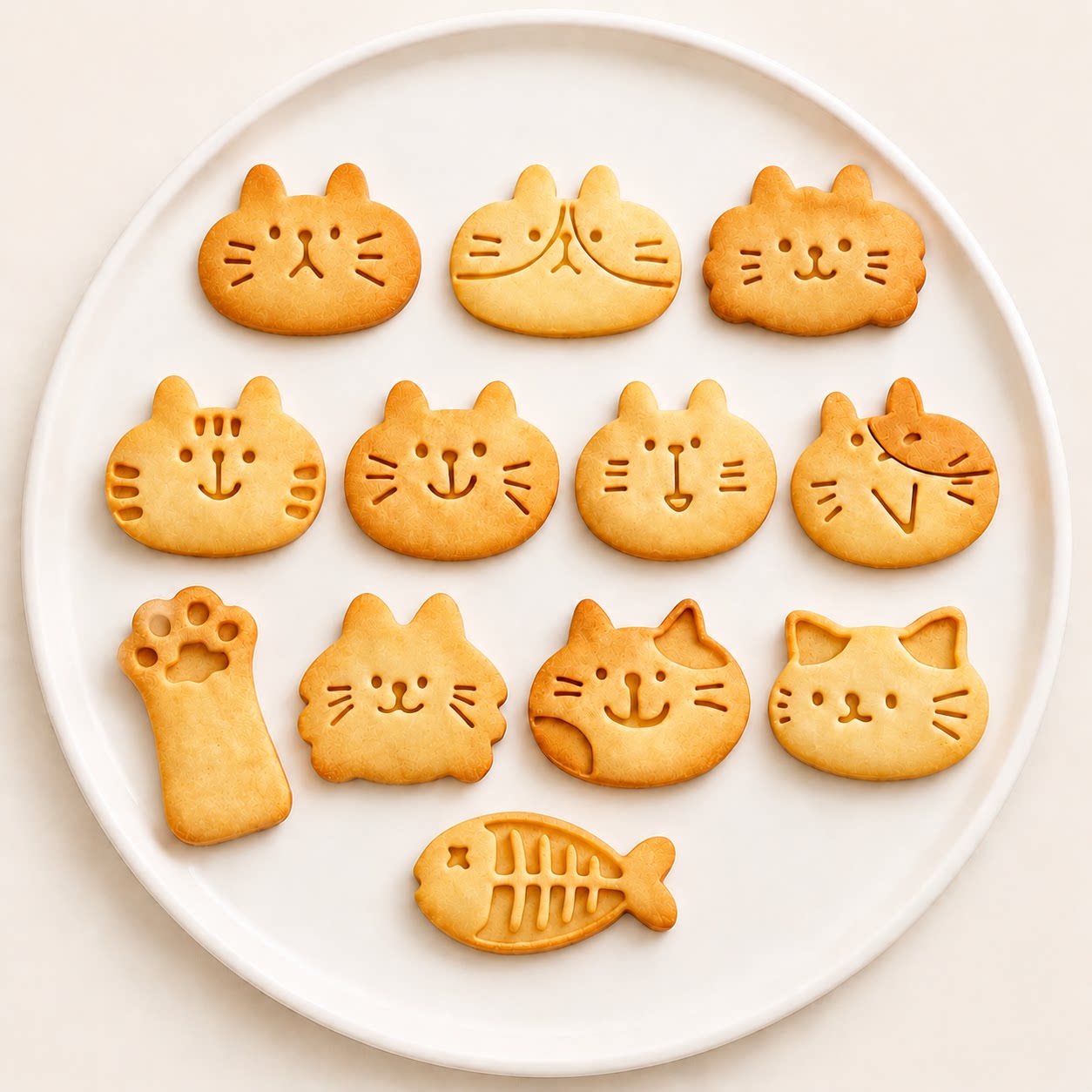 可爱卡通小猫吃鱼饼干模具哈基米猫咪爪子按压宠物零食辅食工具