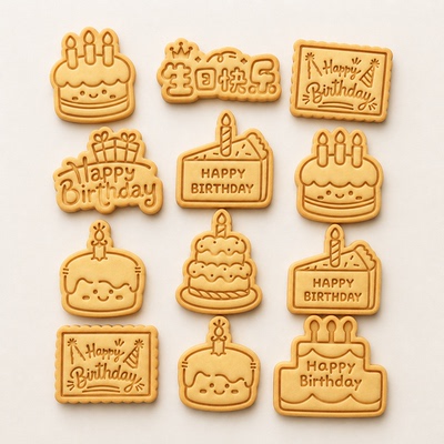 可爱生日蛋糕祝福饼干模具