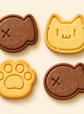 可爱小鱼猫咪猫爪饼干模具
