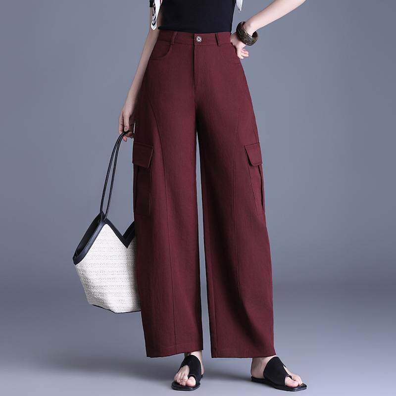 官方正品女士裤子2026新款阔腿裤高腰简约弯刀裤时尚潮流直筒工装