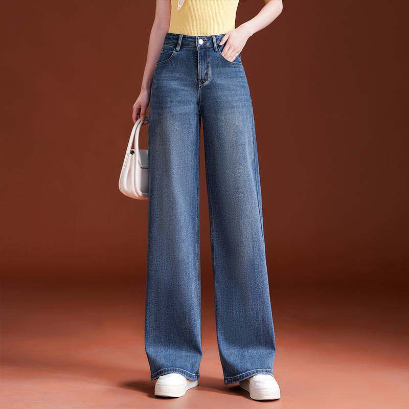 官方正品2026春夏新款时尚感窄版阔腿牛仔裤女高腰显瘦冬季休闲直