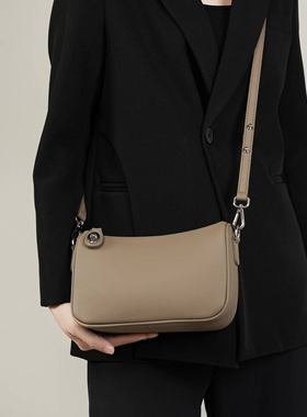 官方正品女包包2025新款真皮女包软牛皮swinger时尚单肩斜挎包麻