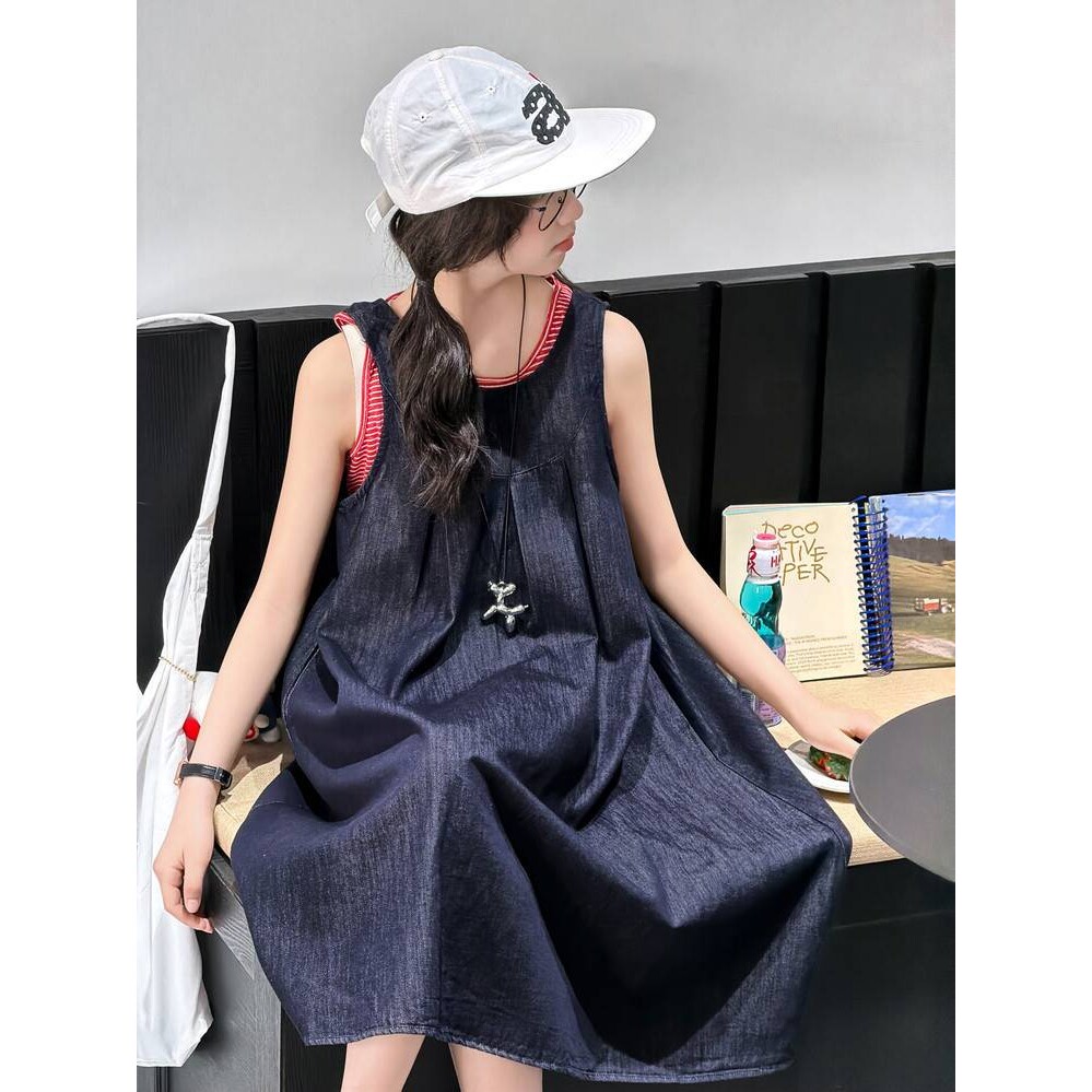 官方正品女童夏装连衣裙2026新款儿童洋气牛仔背心裙女大童夏季超