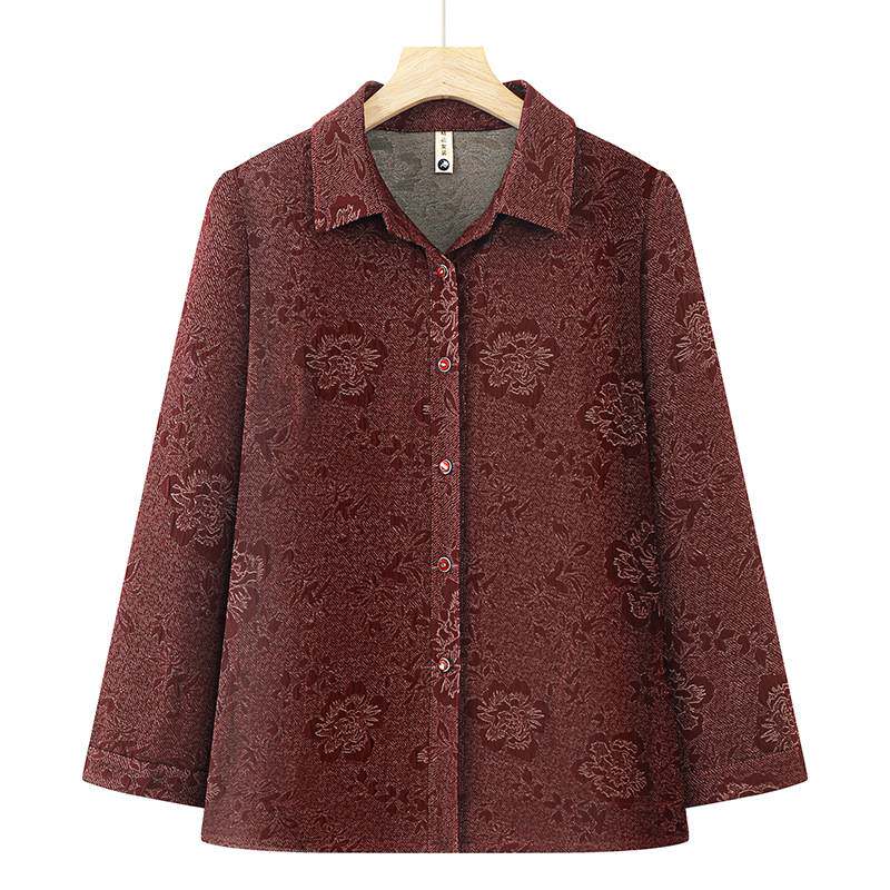 官方正品奶奶秋装翻领衬衫外套洋气老太太春秋衣服套装中老年人女