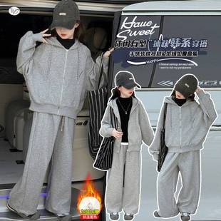 加绒加厚两件套女孩冬季 官方正品 儿童冬装 2025年新款 刺绣 女童套装