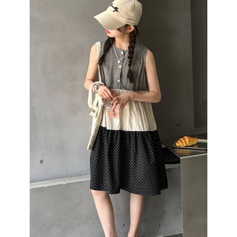 官方正品女童超好看无袖连衣裙夏季2026中大童夏装韩系拼接棉布裙