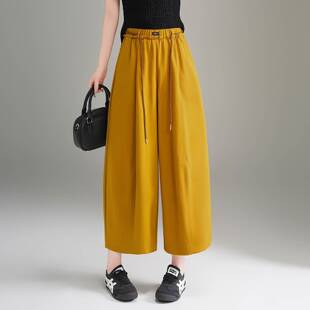 官方正品宽松休闲裤女2026新款九分春夏季女士子弯刀阔腿裤女松紧