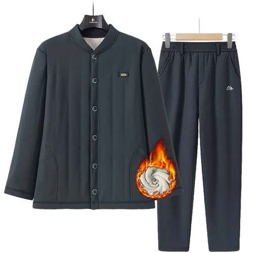 官方正品中老年棉衣男加绒加厚冬季爸爸装棉服老年人内穿棉袄棉裤