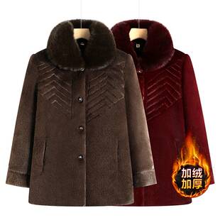 官方正品中老年人秋冬新款毛呢外套老人家衣服奶奶装加绒加厚保暖