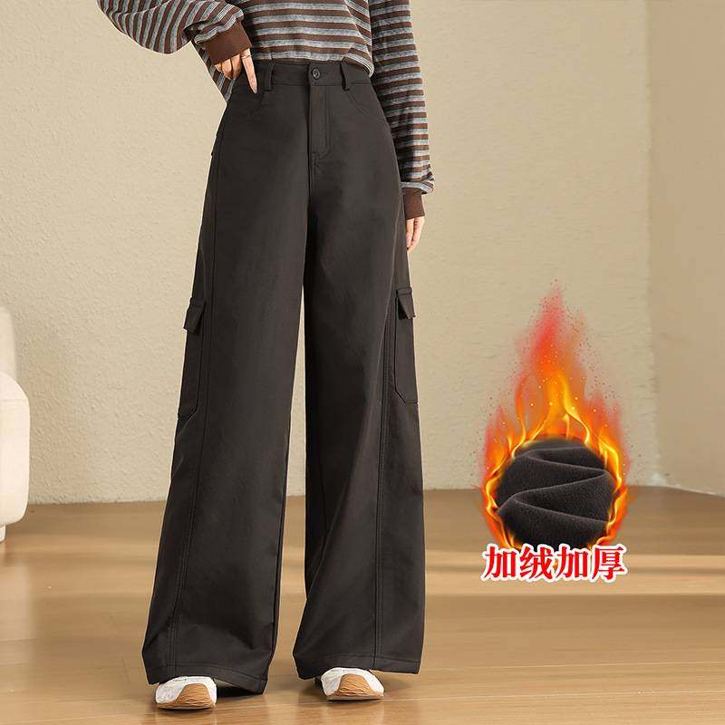官方正品工装阔腿裤女款2025秋冬季新款加厚高腰宽松显瘦小个子休