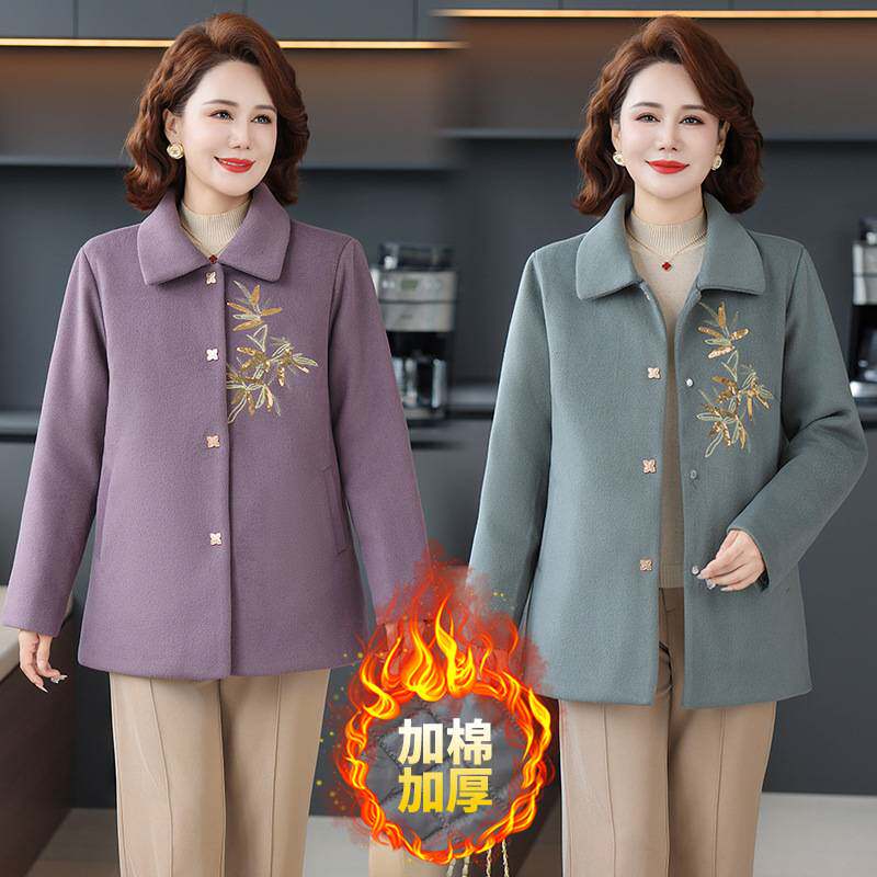 官方正品中老年人女装2026新款加棉加厚高贵洋气棉衣50岁妈妈早秋