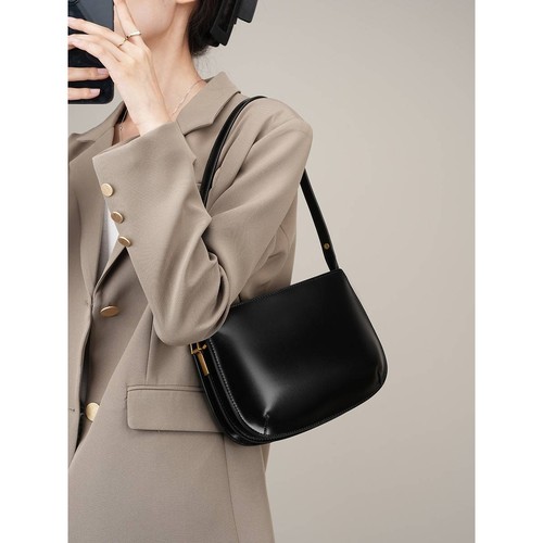 官方正品高级感真皮腋下包女2025新款牛皮简约百搭单肩斜挎手提包