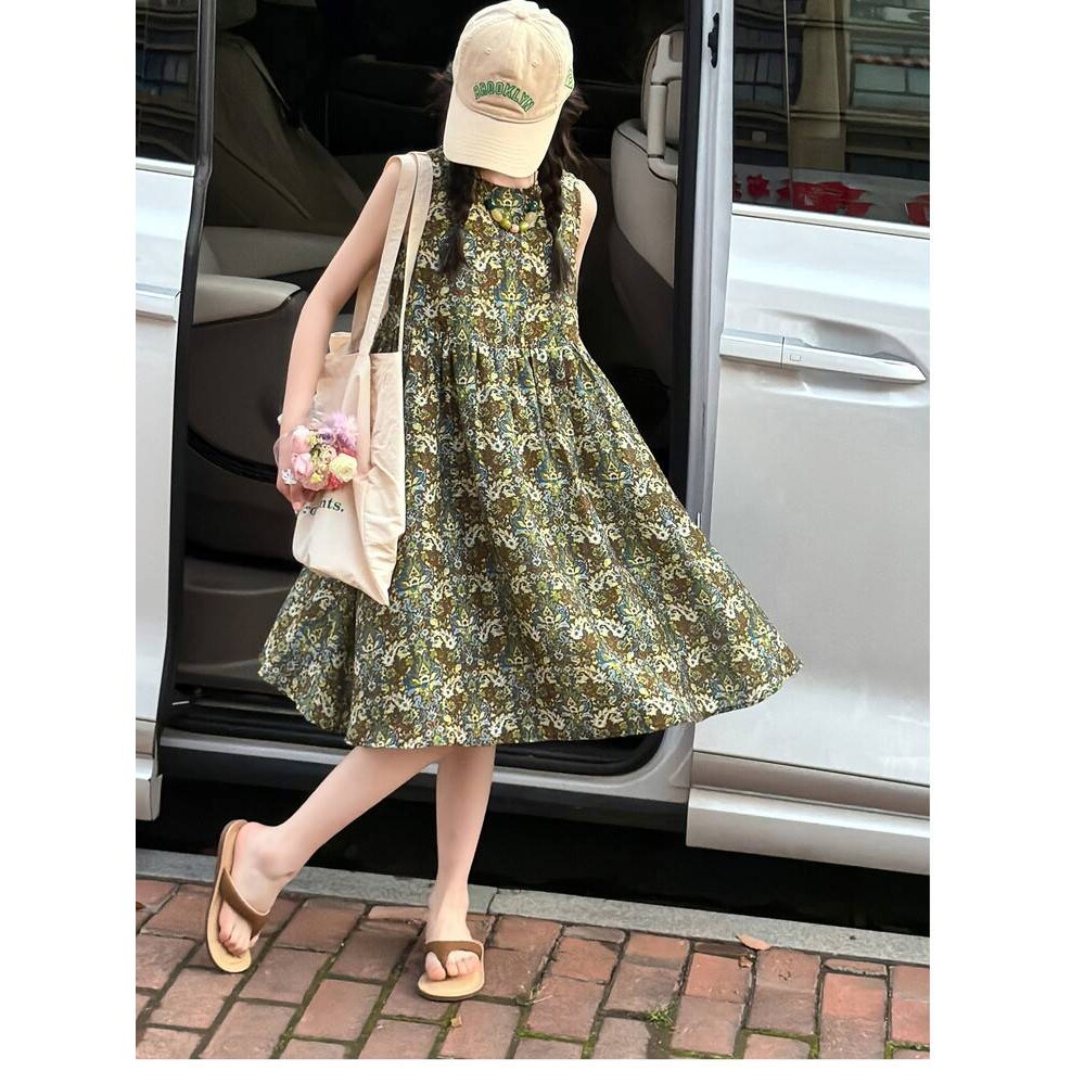 官方正品女童裙子夏装2026新款洋气童装中大童夏季碎花公主裙儿童