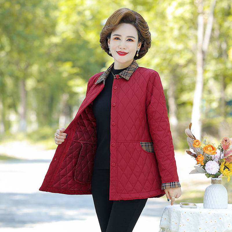 官方正品妈妈秋装小棉袄奶奶加肥加大码棉服外套中老年女秋冬装轻