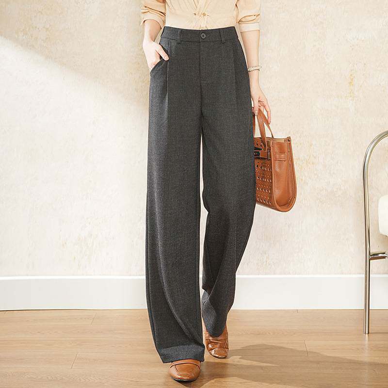 官方正品灰色职业通勤西装裤女2026春秋季新款加长直筒西裤显瘦窄
