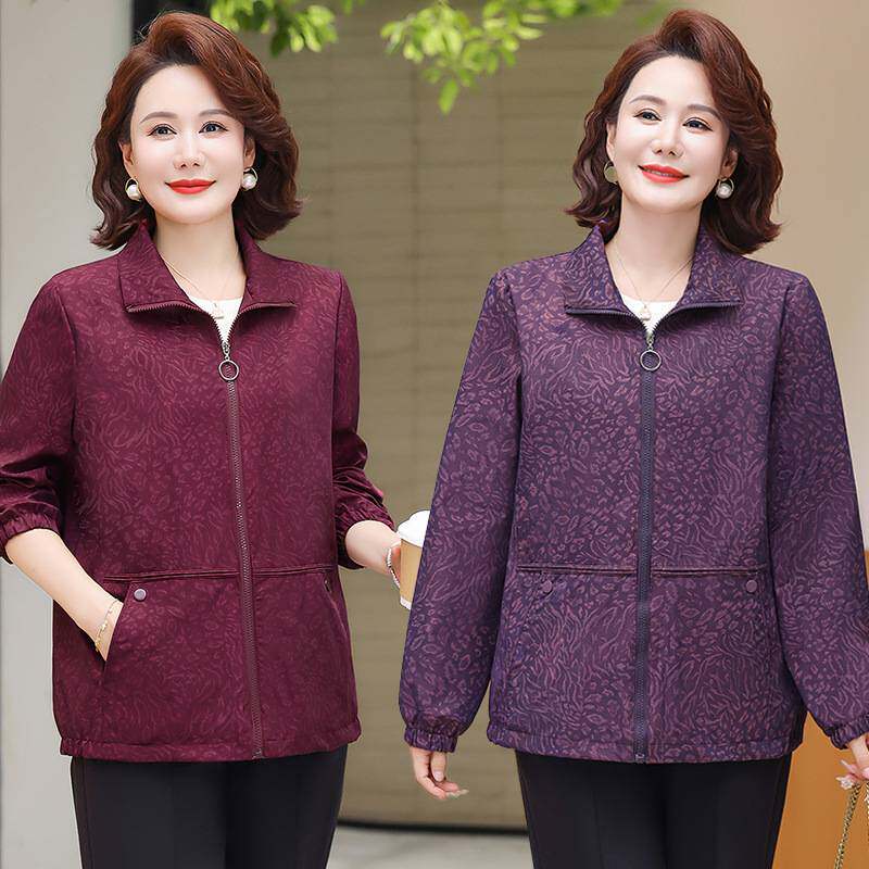 官方正品妈妈春装外套时尚薄款夹克衫洋气中老年人女装春秋奶奶老