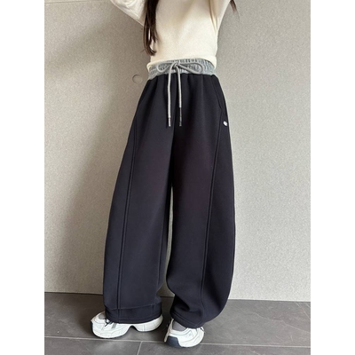 官方正品女童加绒裤子冬季大童韩版超好看阔腿裤女孩卫裤初中生加