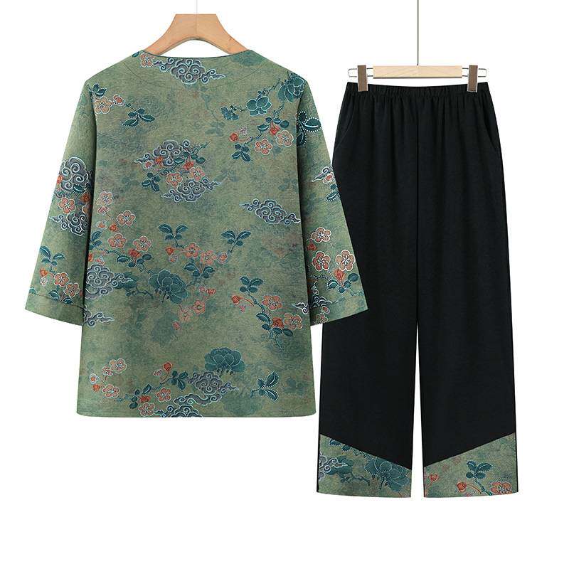 官方正品中老年人女装夏季衬衫套装奶奶富态高端衣服70岁老太太国