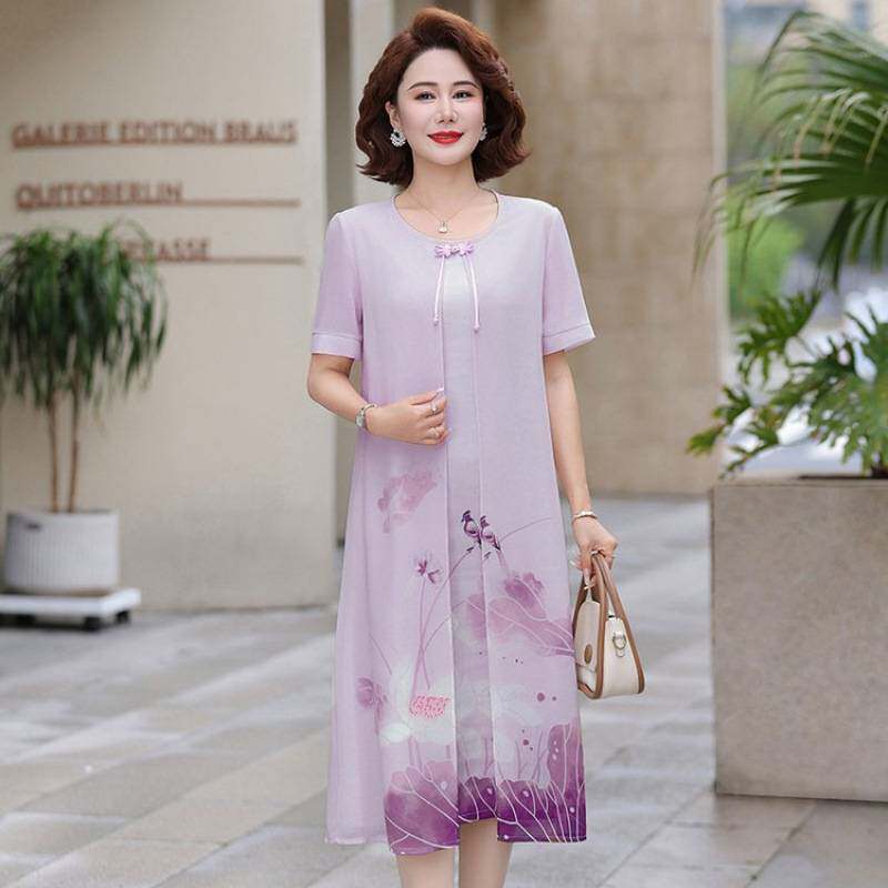 官方正品妈妈洋气国风连衣裙中年女装夏装改良汉服中老年夏季气质