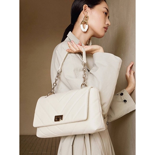 官方正品头层牛皮包包女新款真皮女包自然摔皮纹小香风链条包单肩